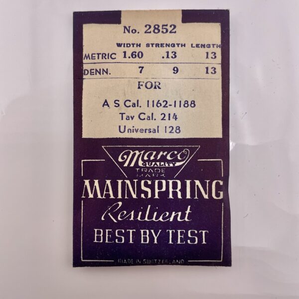 Marco 2852 Mainspring | D 7W 9S 13L | M 1.6W 0.13S 13L | AS | TAV (Time and Vintage)