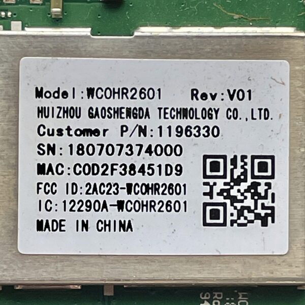 HISENSE 55R6000E TV WIFI Module WC0HR2601 / 1196330 NS-43DR620NA18 NS-50DR620NA18 - Image 2