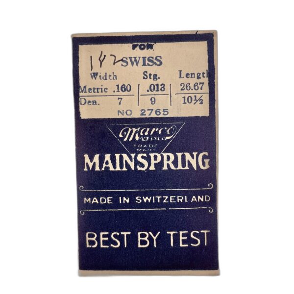 Marco 2765 Mainspring (182) | D 7W 9S 10.5L | M 0.16W 0.013S 26.67L | Swiss