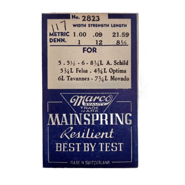 Marco 2823 Mainspring (117) | D 1W 12S 8.5L | M 1W 0.09S 21.59L | Schild | Optima