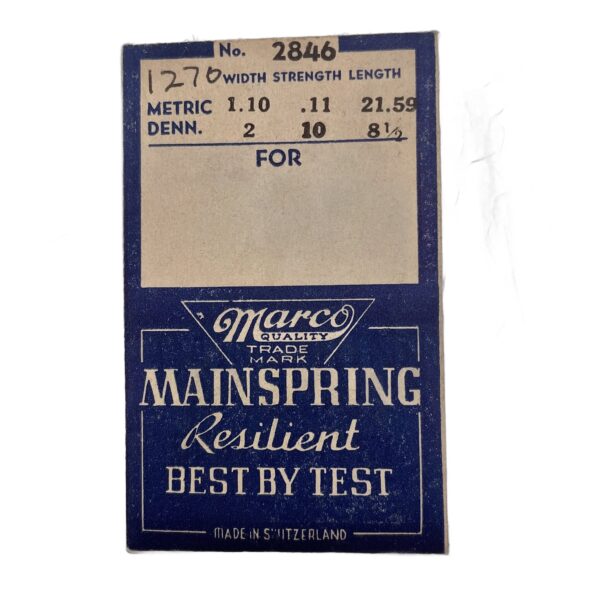 Marco 2846 Mainspring | D 2W 10S 8.5L | M 1.1W 0.11S 21.59L